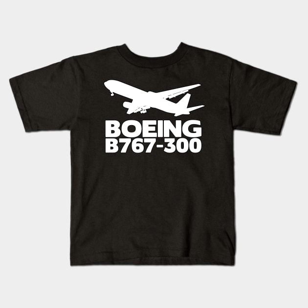 Boeing B767-300 Silhouette Print (White) Kids T-Shirt by TheArtofFlying